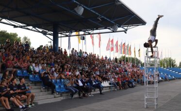 Trebüne Siegerehrung bei den Deutschen Kanumeisterschaften
